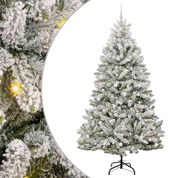 vidaXL Tehisj&otilde;ulupuu 240 cm 300 LED-i Soe valge PVC ja teras