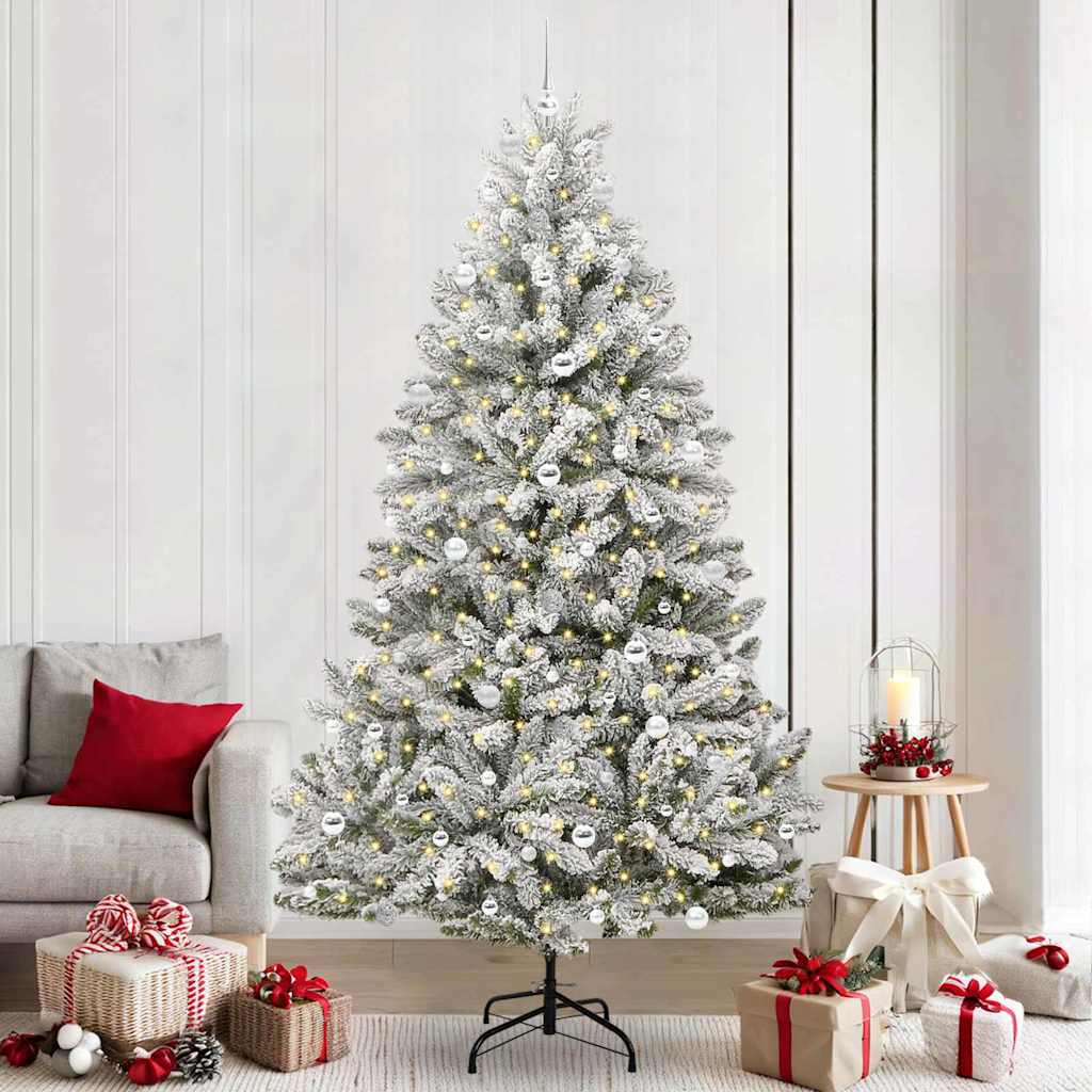 Sapin de Noël artificiel Vert et blanc 240 cm PVC et métal