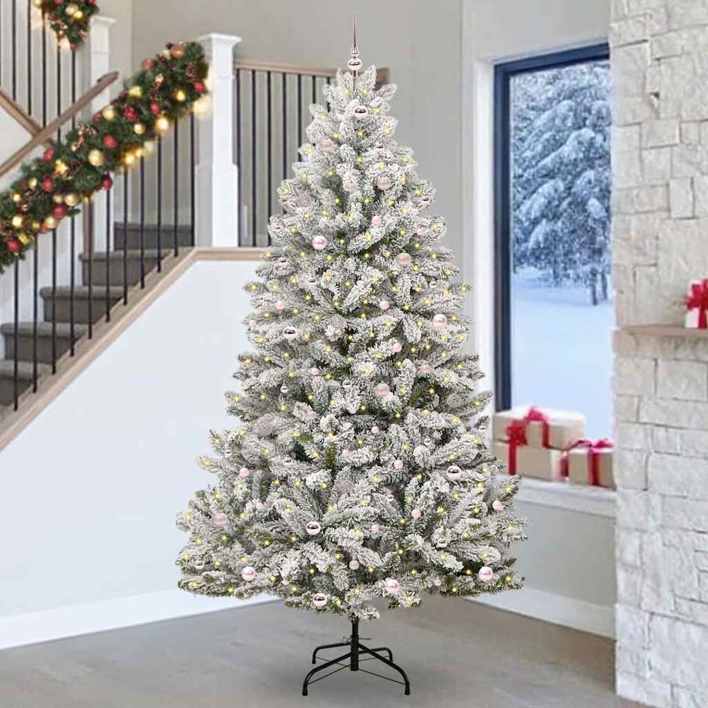 Sapin de Noël artificiel Vert et blanc 270 cm PVC et métal