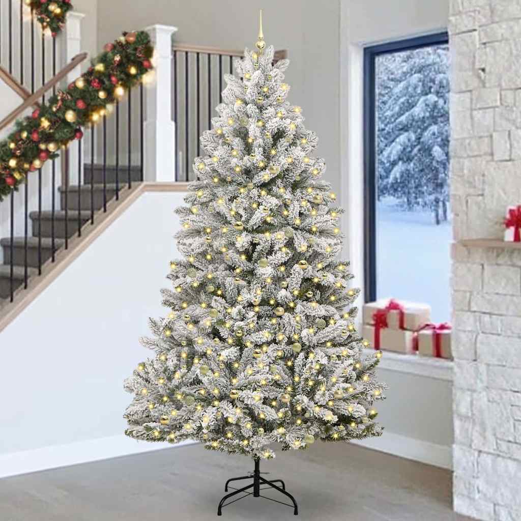 Sapin de Noël artificiel Vert et blanc 270 cm PVC et métal