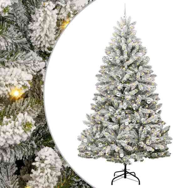 vidaXL Tehisj&otilde;ulupuu 270 cm 300 LED-i Soe valge PVC ja teras
