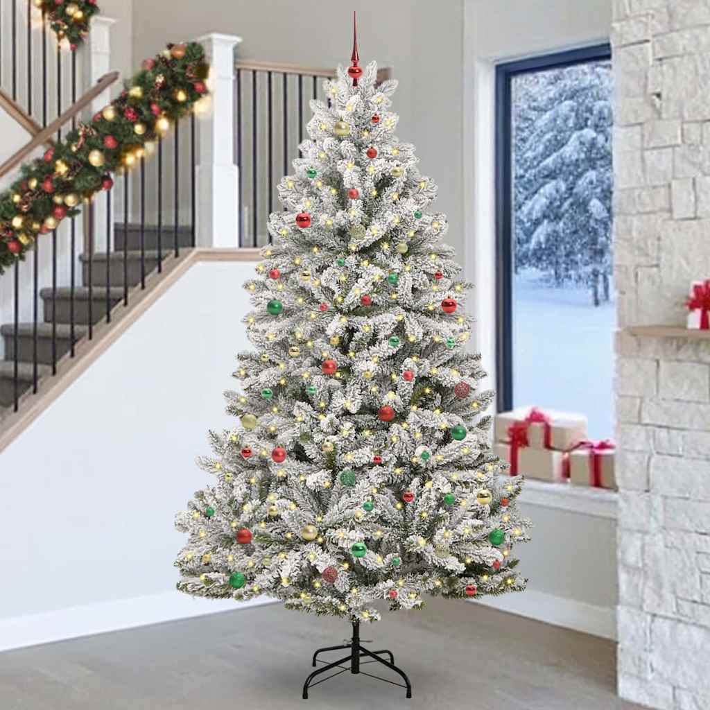 Sapin de Noël artificiel Vert et blanc 270 cm PVC et métal