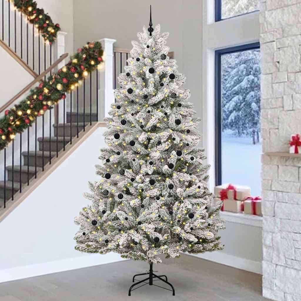 Sapin de Noël artificiel Vert et blanc 300 cm PVC et métal