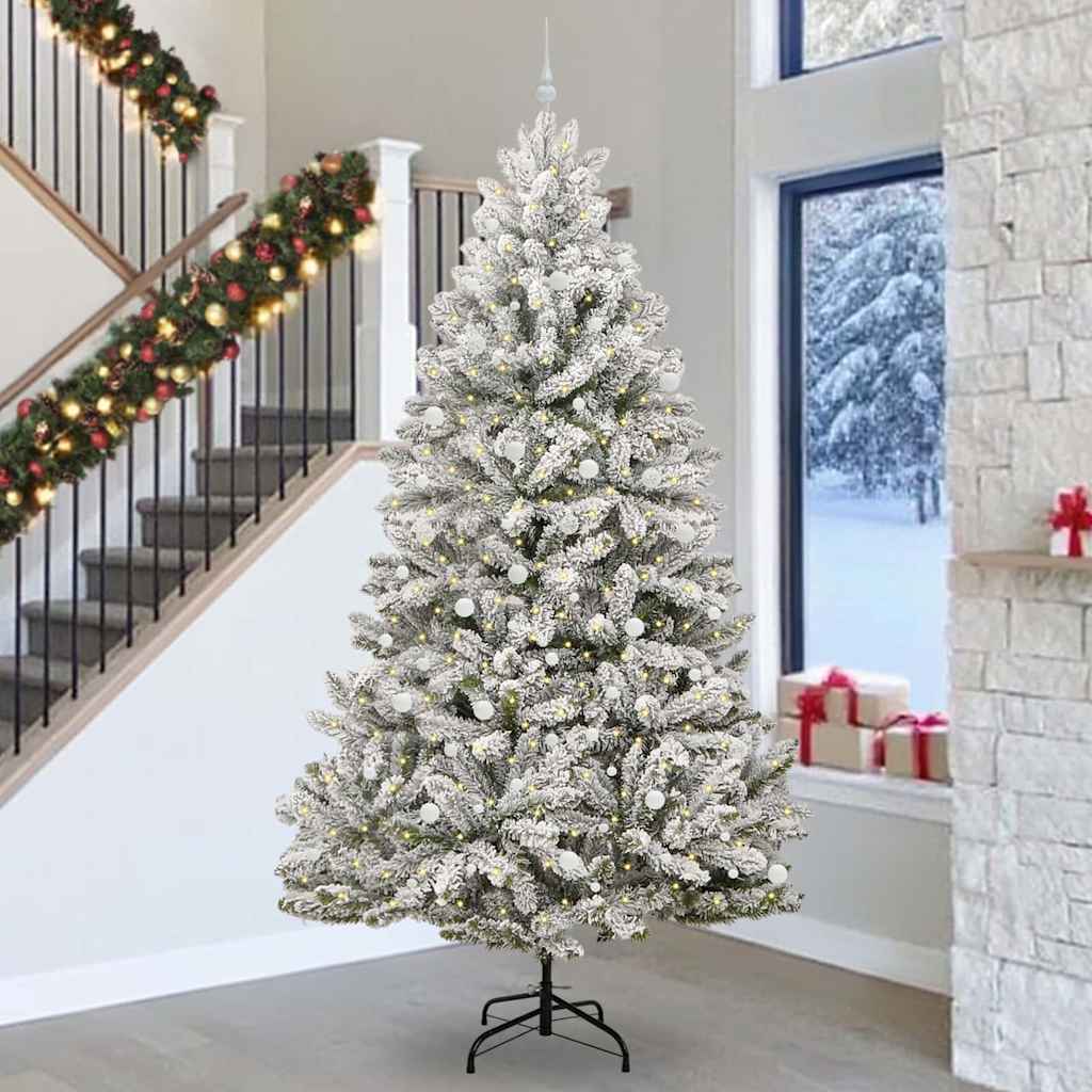 Sapin de Noël artificiel Vert et blanc 300 cm PVC et métal