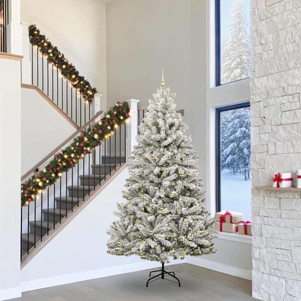 Sapin de Noël artificiel Vert et blanc 300 cm PVC et métal