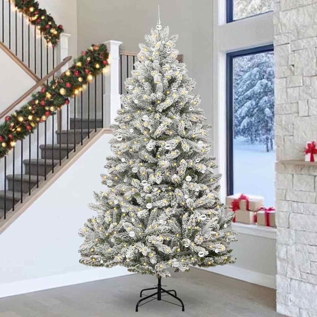 Sapin de Noël artificiel Vert et blanc 300 cm PVC et métal