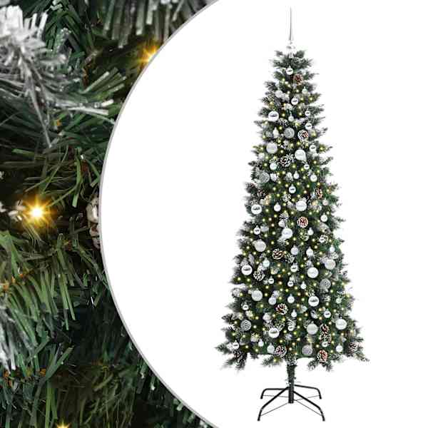 vidaXL Tehisj&otilde;ulupuu Roheline 210 cm PVC, plast ja teras