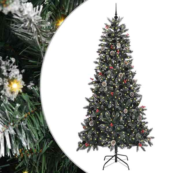 vidaXL Tehisj&otilde;ulupuu Roheline 240 cm PVC, plast ja teras