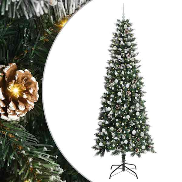 vidaXL Tehisj&otilde;ulupuu Roheline 240 cm PVC, plast ja teras