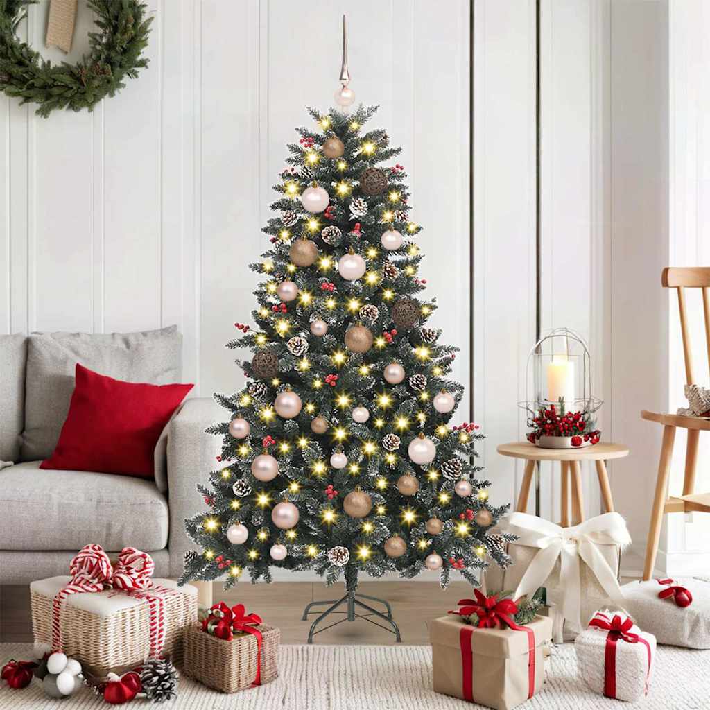 SapindeNoëlartificiel avec des lumières à LED Vert 150cm PVC