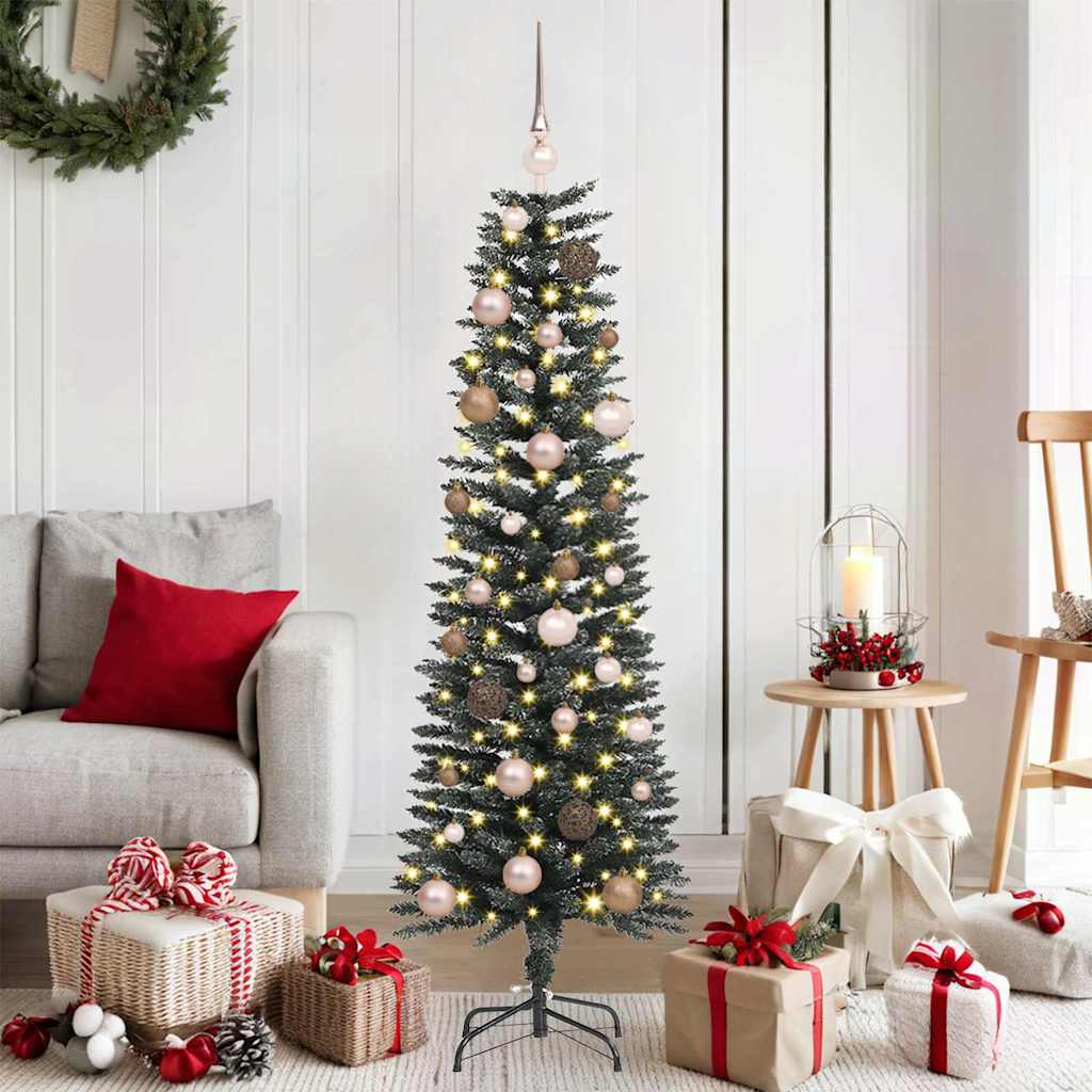 SapindeNoëlartificiel avec des lumières à LED Vert 150cm PVC