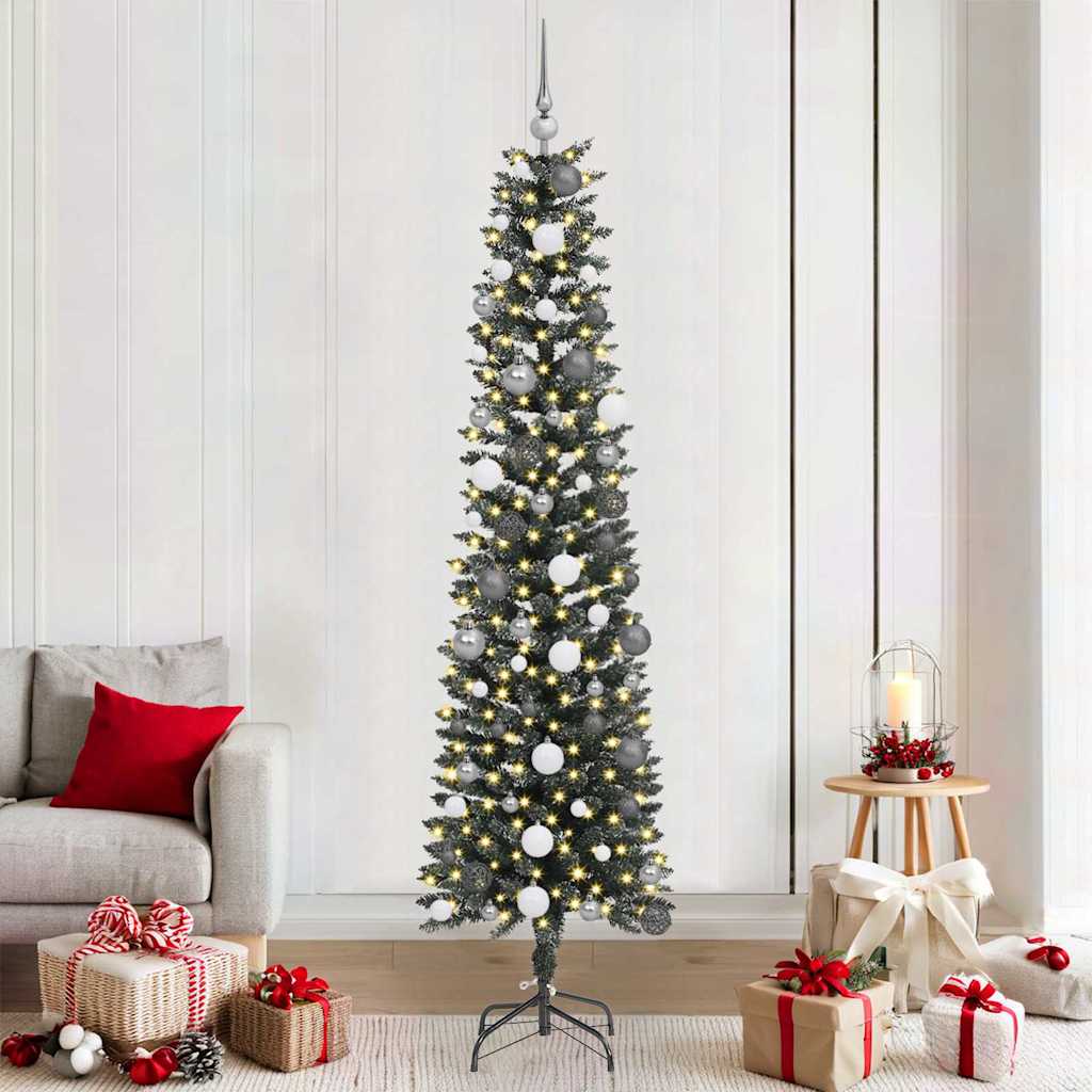 SapindeNoëlartificiel avec des lumières à LED Vert 210cm PVC