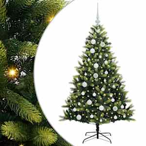vidaXL Tehis hingedega j&otilde;ulupuu 150 LEDi Roheline 120 cm PVC ja PE