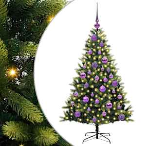vidaXL Tehis hingedega j&otilde;ulupuu 150 LEDi Roheline 120 cm PVC ja PE