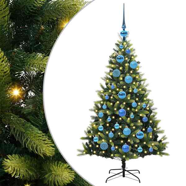 vidaXL Tehis hingedega j&otilde;ulupuu 150 LEDi Roheline 120 cm PVC ja PE