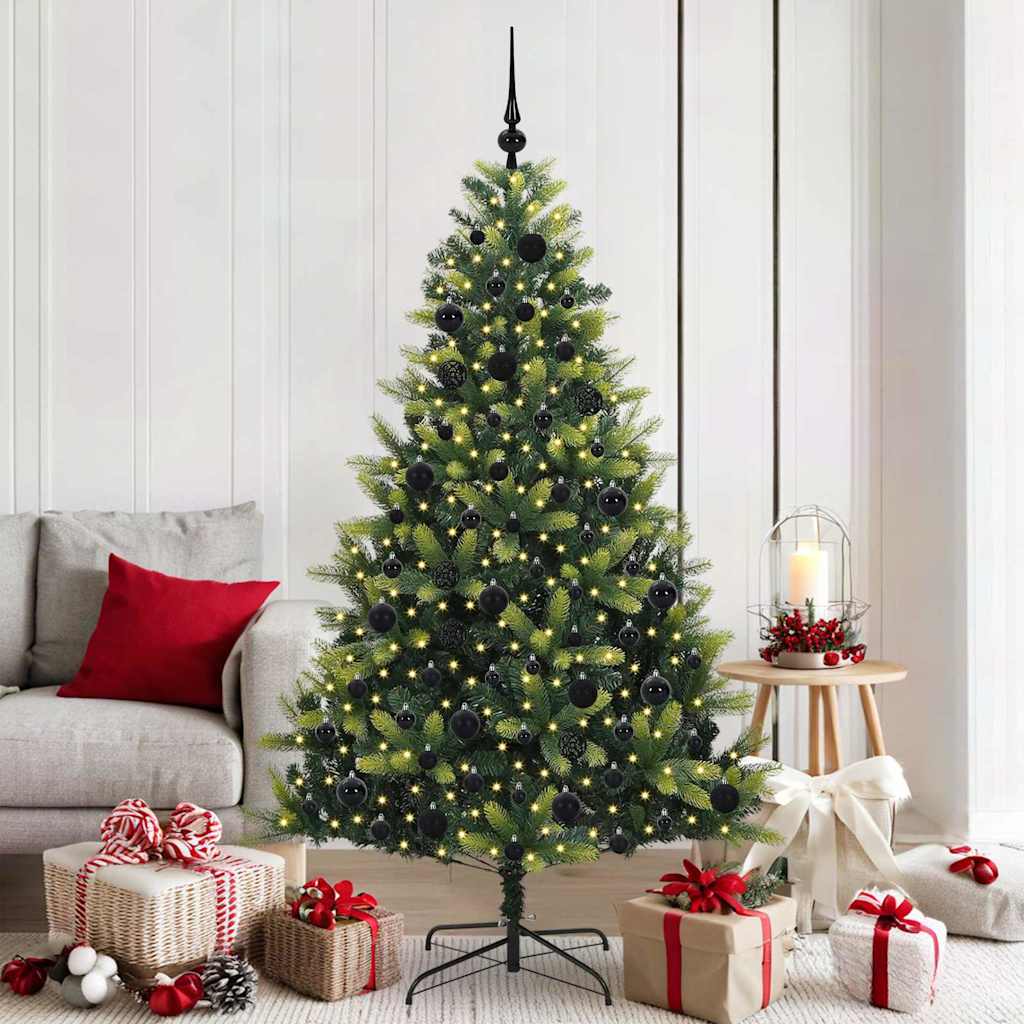 vidaXL Brad artificial cu ramuri articulabile pentru Crăciun 300 LED-uri