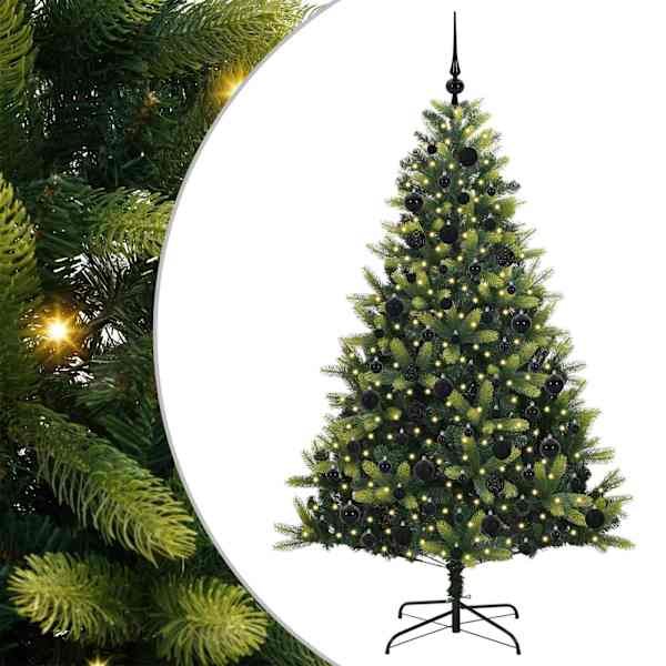 vidaXL Tehis hingedega j&otilde;ulupuu 300 LED-iga Roheline 180 cm PVC ja PE