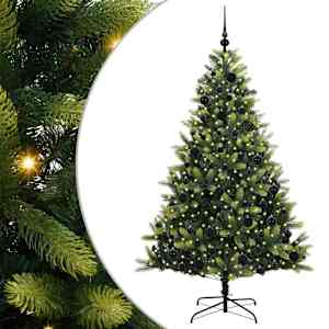Umělý skládací vánoční stromeček 300 LED Zelená 180 cm PVC a PE - obrázek 2