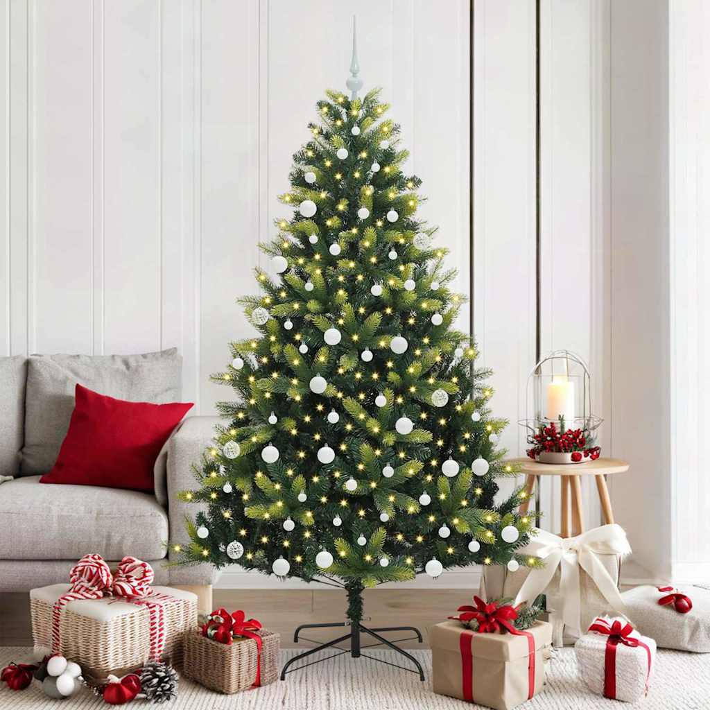 vidaXL Brad de Crăciun Artificial Îndoit cu 300 LED-uri Verde 180 cm
