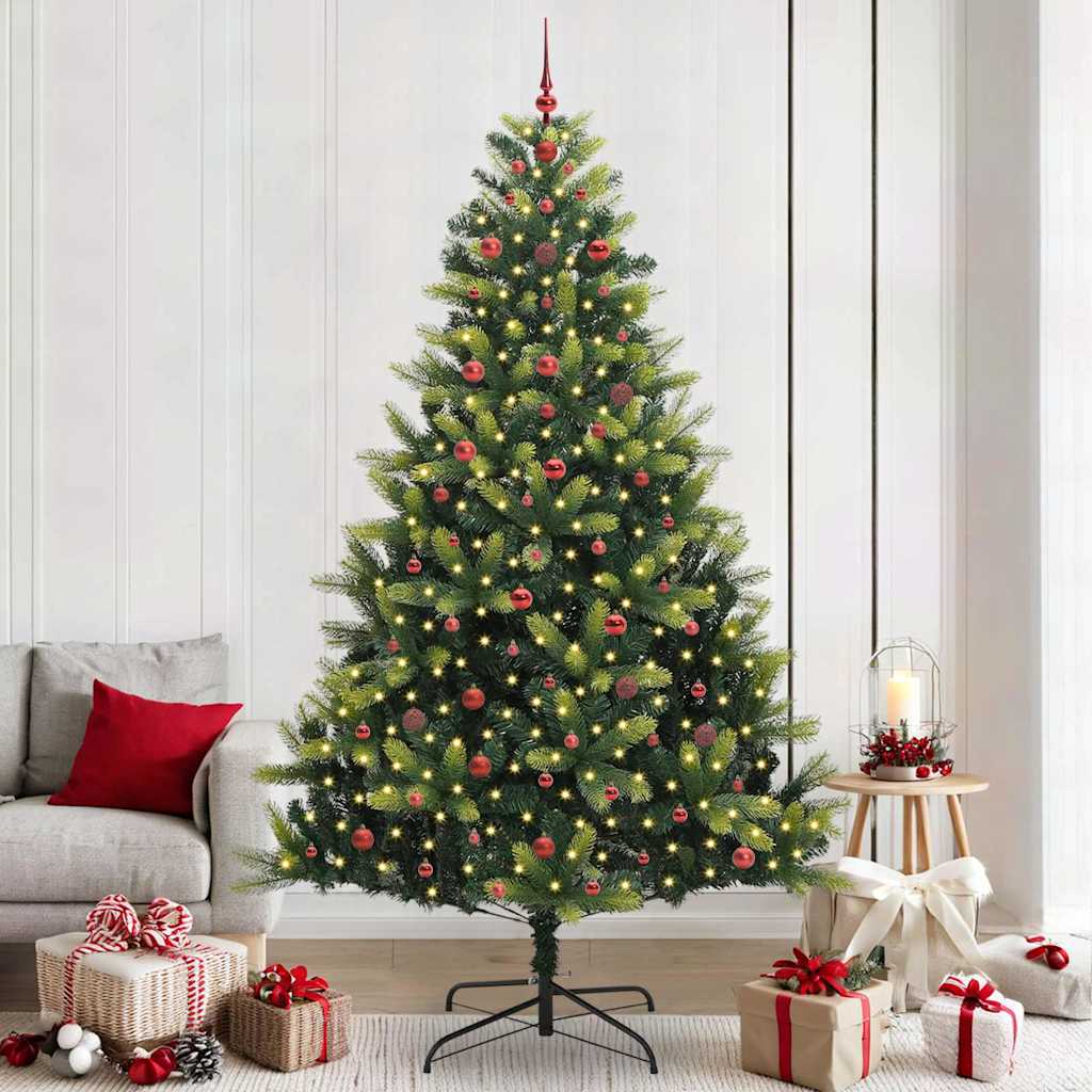 Arbre de Noël artificiel à charnières avec 300 LEDs Vert 240 cm