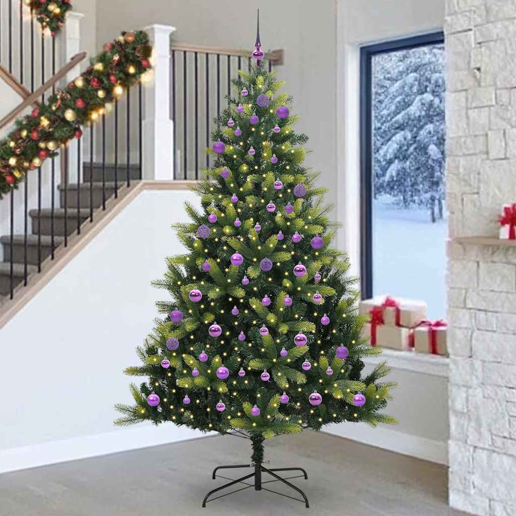 vidaXL Brad Artificial Hinged de Crăciun cu 300 LED-uri Verde 240 cm