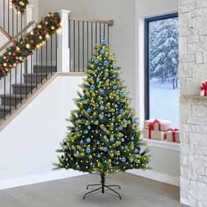 Umělý skládací vánoční stromeček 300 LED Zelená 240 cm PVC a PE - obrázek 1