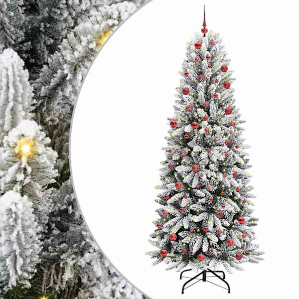 vidaXL Tehisj&otilde;ulupuu Valge 210 cm PVC ja plast ja teras ja PE