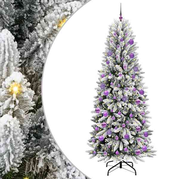 vidaXL Tehisj&otilde;ulupuu Valge 210 cm PVC ja plast ja teras ja PE