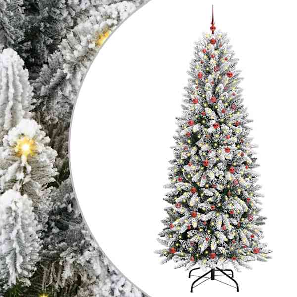 vidaXL Tehisj&otilde;ulupuu Valge 240 cm PVC ja plast ja teras ja PE