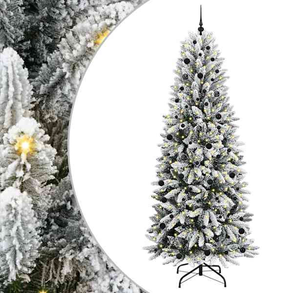 vidaXL Tehisj&otilde;ulupuu Valge 240 cm PVC ja plast ja teras ja PE