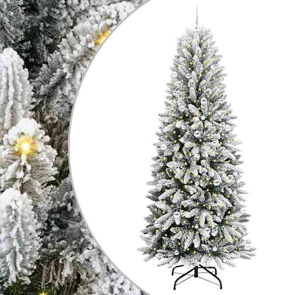 vidaXL Tehisj&otilde;ulupuu Valge 240 cm PVC ja plast ja teras ja PE