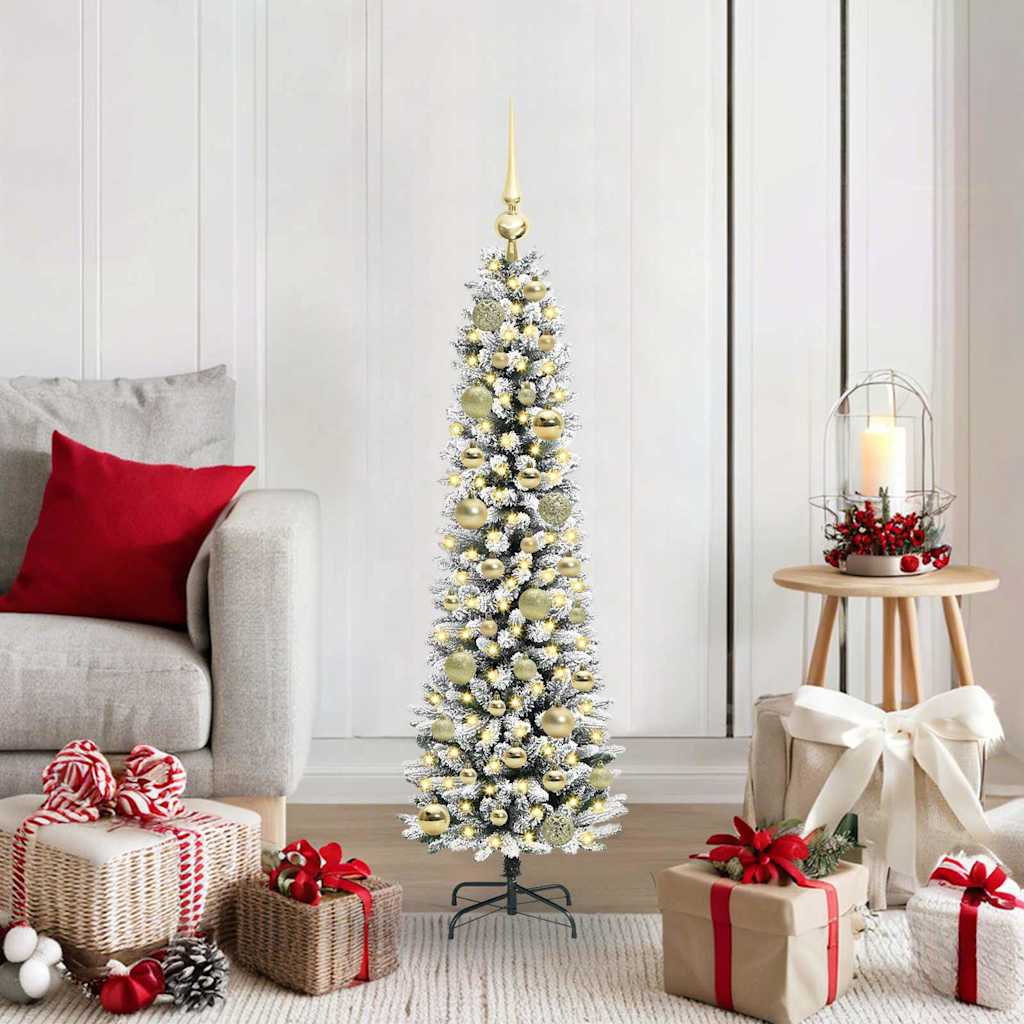 Sapin de Noël artificiel avec 150 LED Vert et blanc 120 cm