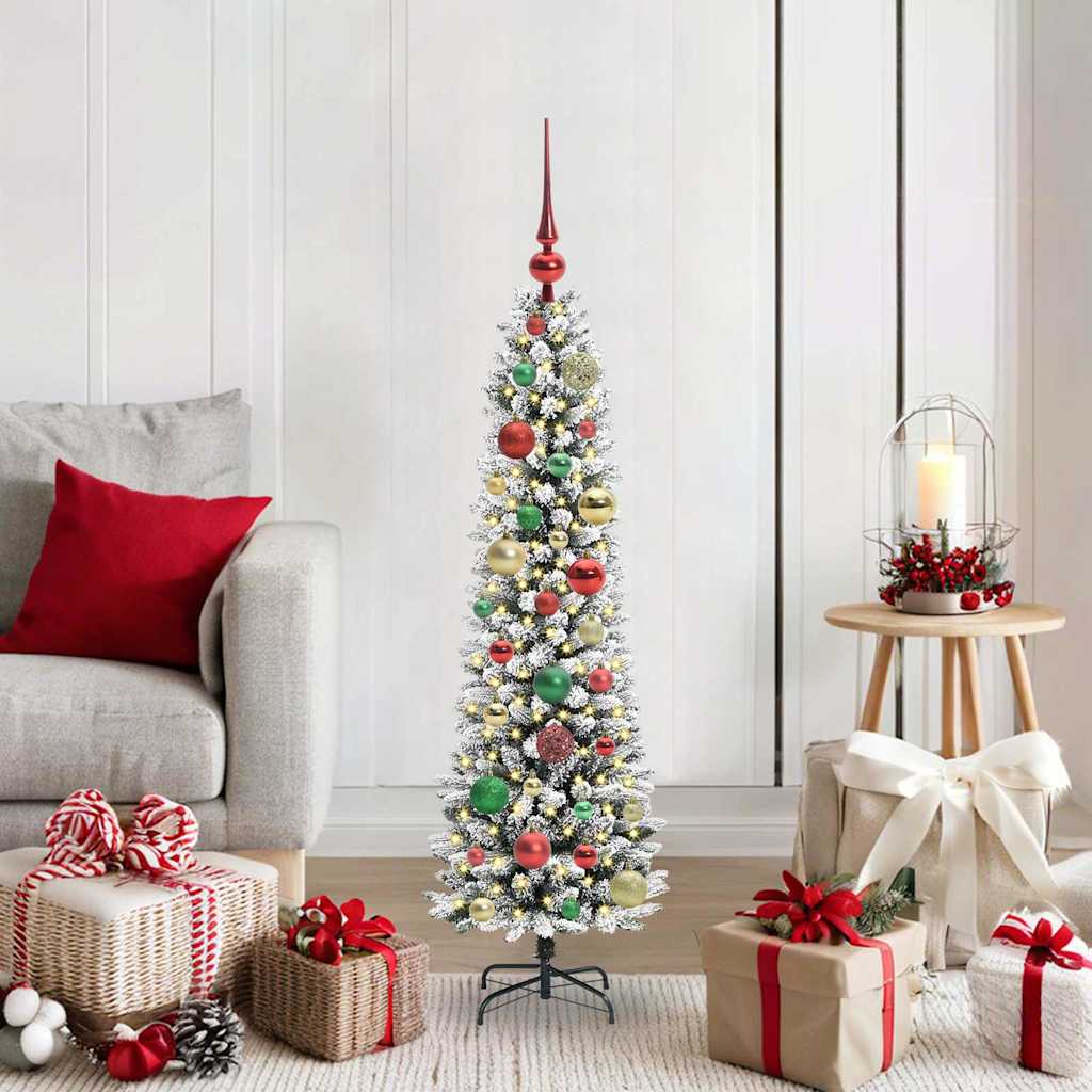 Sapin de Noël artificiel avec 150 LED Vert et blanc 120 cm