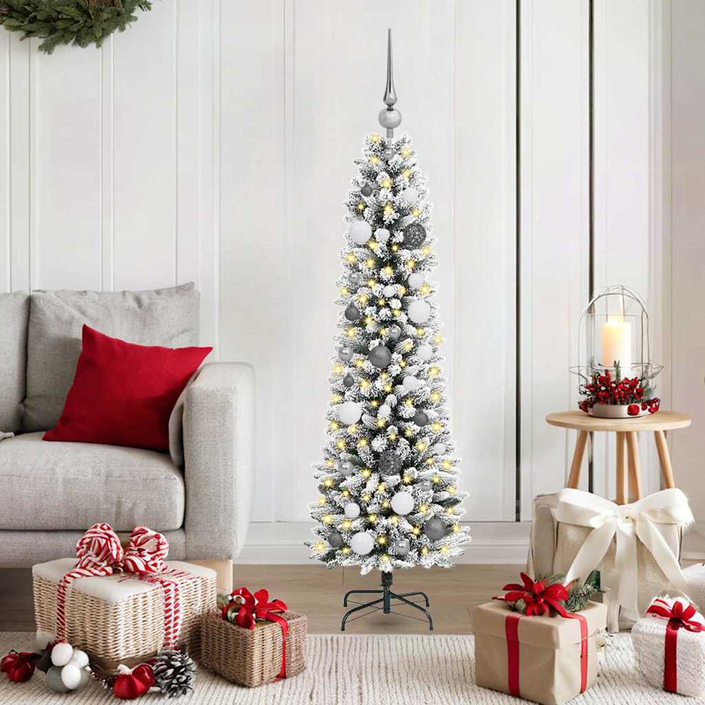 Arbre de Noël with Decorative String Lights Blanc 150 cm PVC