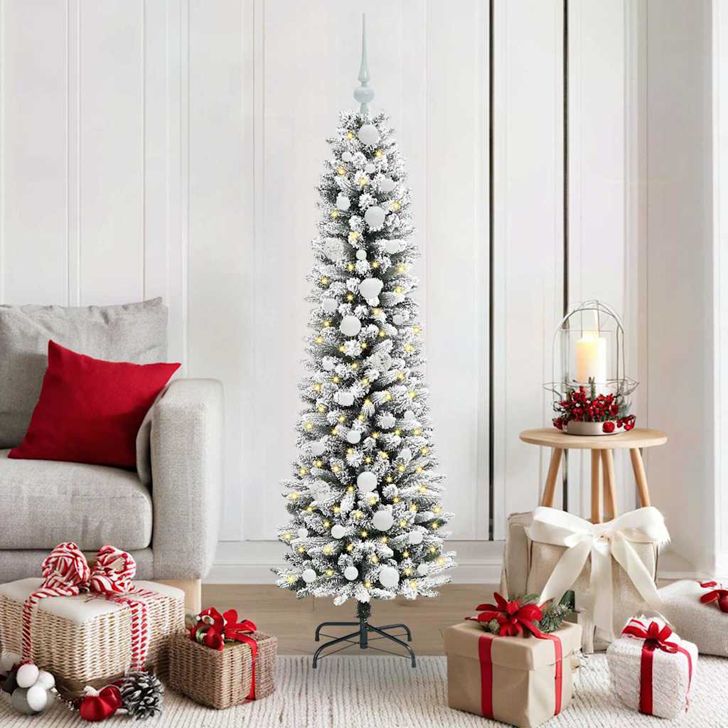 Sapin de Noël artificiel avec 150 LED Vert et blanc 150 cm