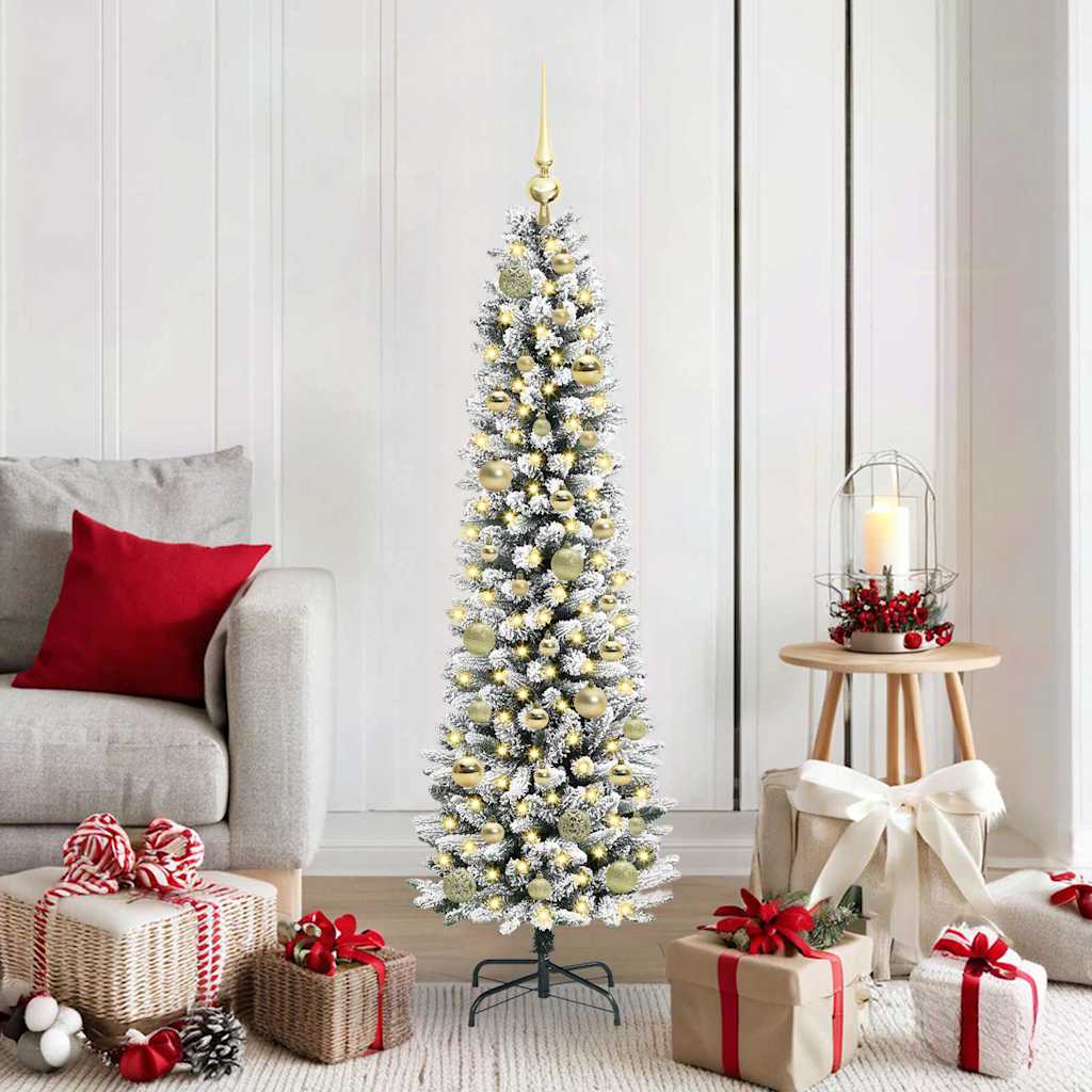 Sapin de Noël artificiel avec 150 LED Vert et blanc 150 cm