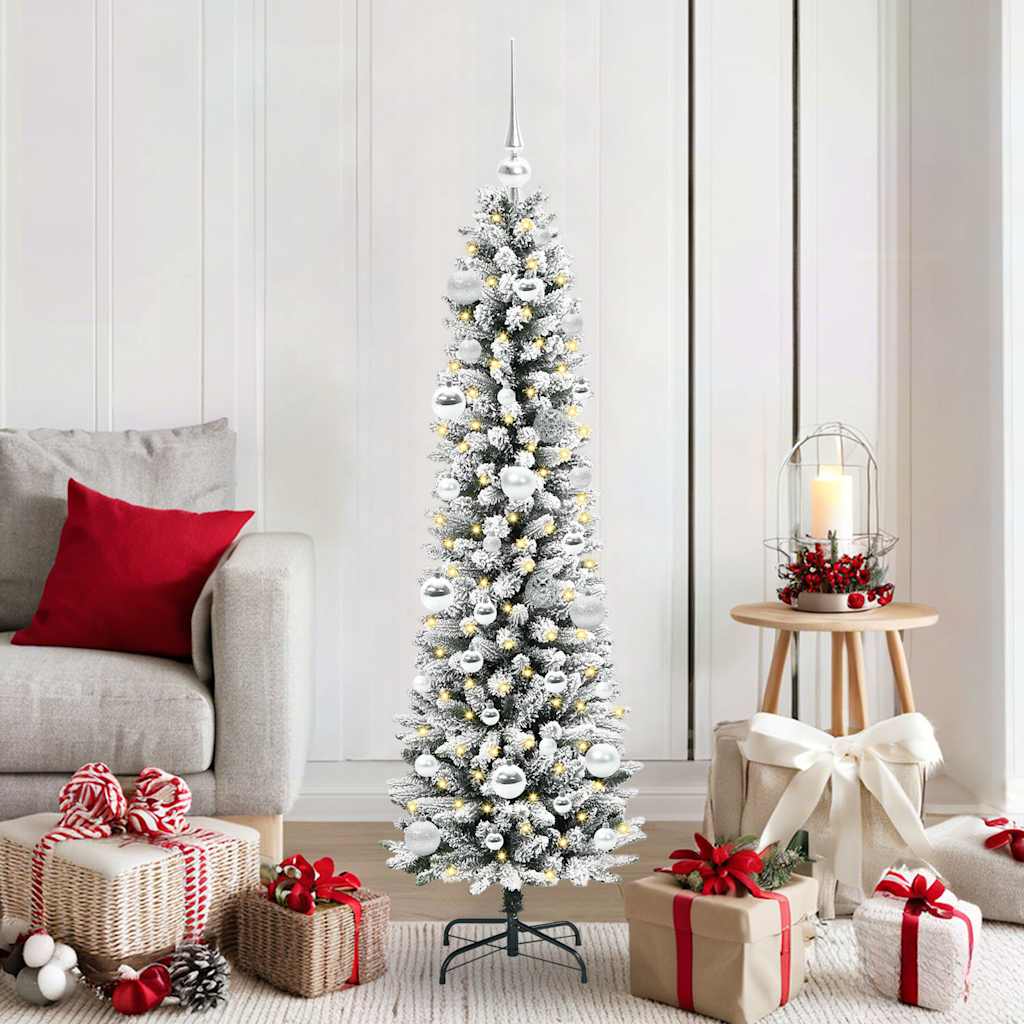 Sapin de Noël artificiel avec 150 LED Vert et blanc 150 cm