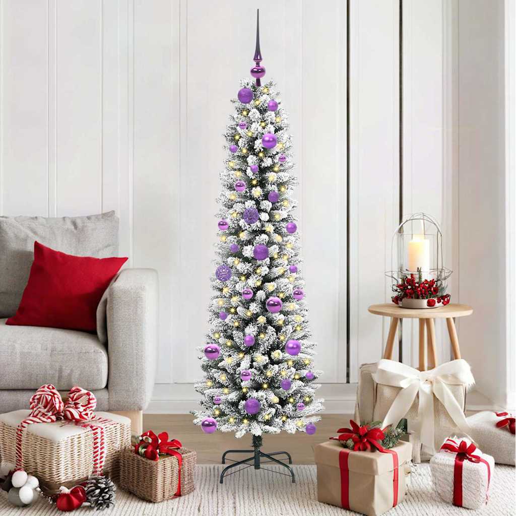 Sapin de Noël artificiel avec 150 LED Vert et blanc 150 cm