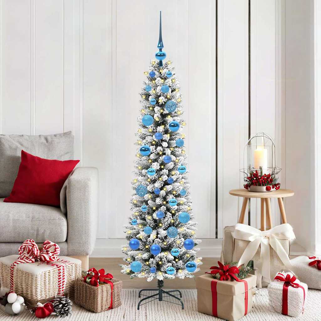 Sapin de Noël artificiel avec 150 LED Vert et blanc 150 cm