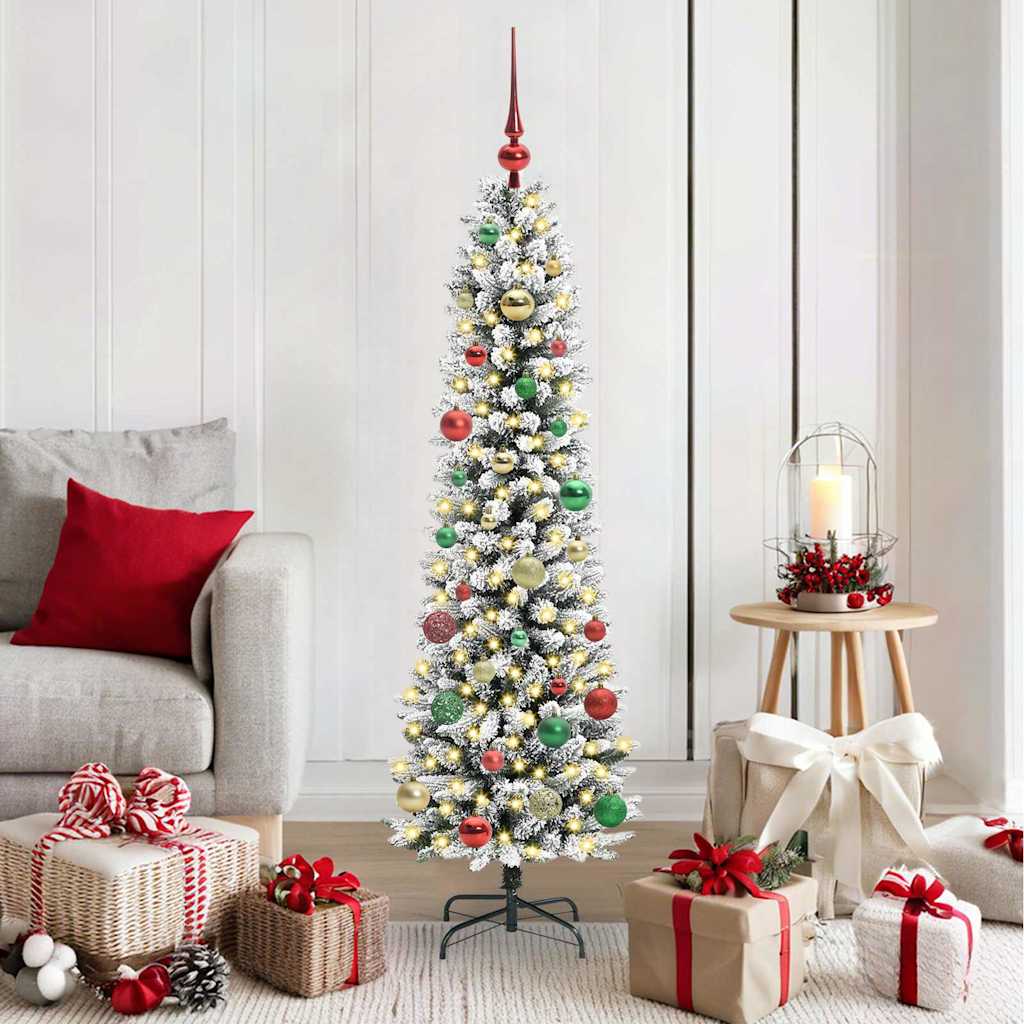 Sapin de Noël artificiel avec 150 LED Vert et blanc 150 cm