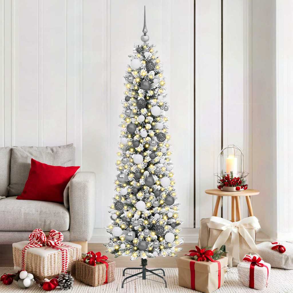 Arbre de Noël with Decorative String Lights Blanc 180 cm PVC