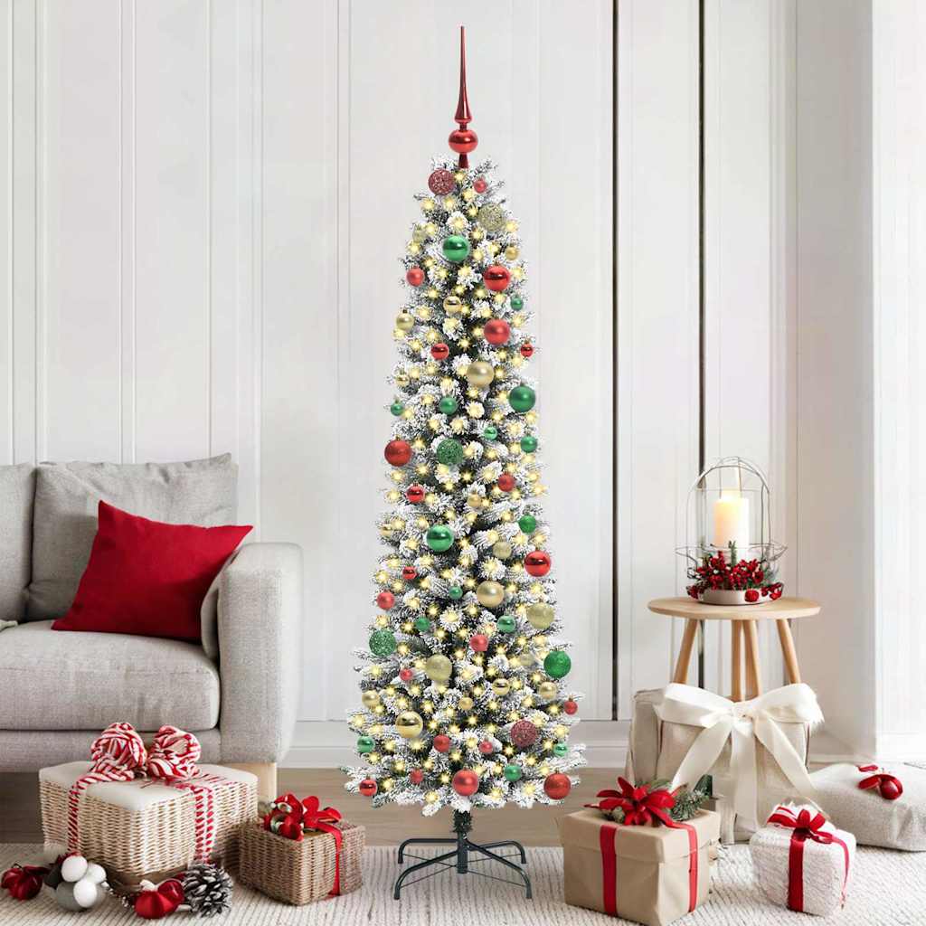 Sapin de Noël artificiel avec 300 LED Vert et blanc 180 cm