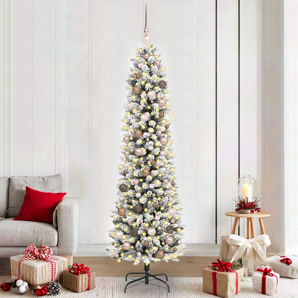 Sapin de Noël artificiel Blanc 210 cm PVC, métal et plastique