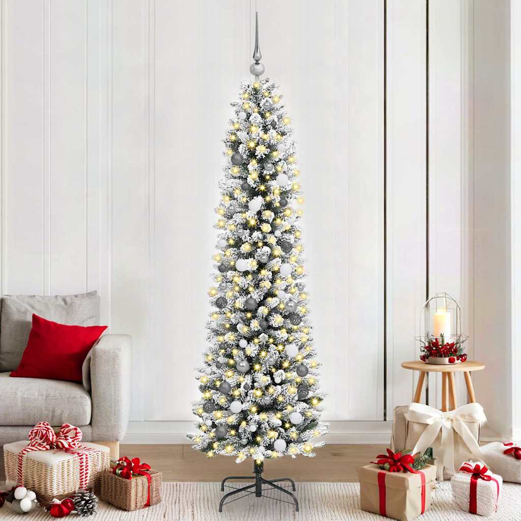 Arbre de Noël with Decorative String Lights Blanc 210 cm PVC