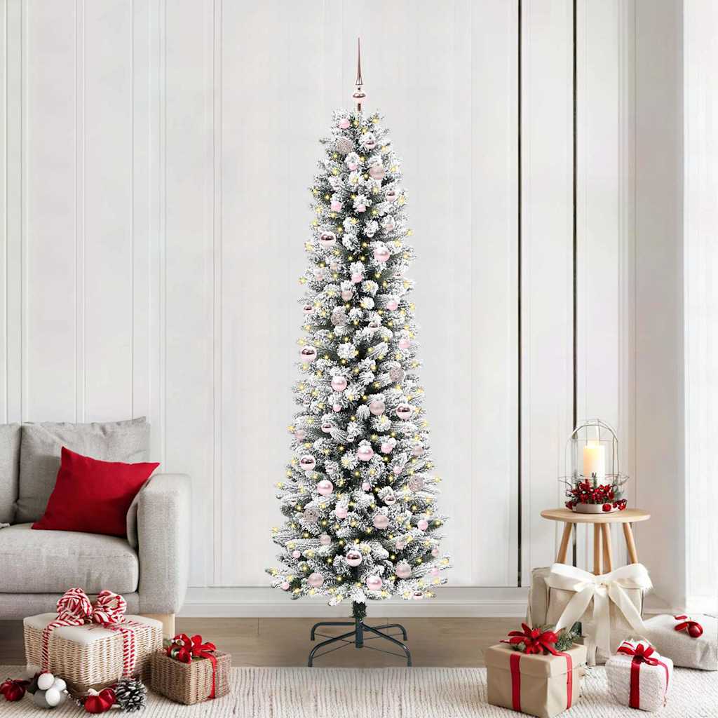 Sapin de Noël artificiel avec 300 LED Vert et blanc 210 cm