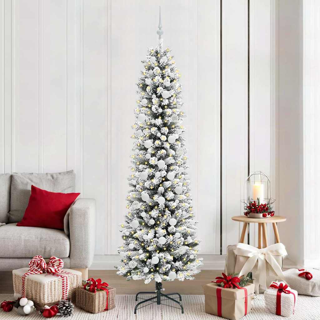 Sapin de Noël artificiel avec 300 LED Vert et blanc 210 cm