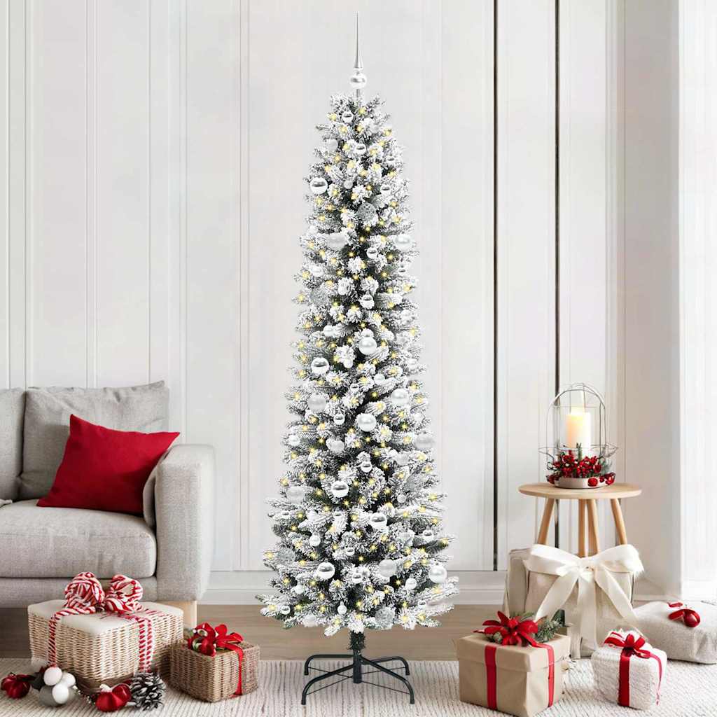 Sapin de Noël artificiel avec 300 LED Vert et blanc 210 cm