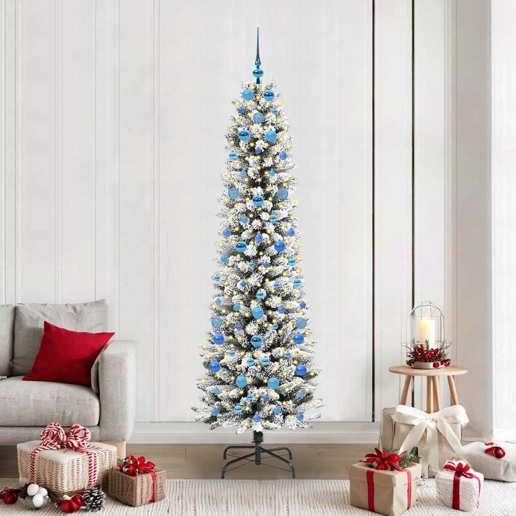 Sapin de Noël artificiel avec 300 LED Vert et blanc 210 cm