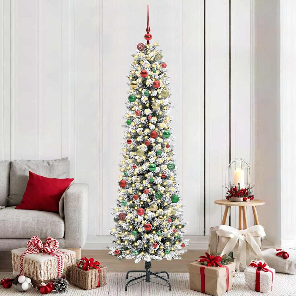 Sapin de Noël artificiel avec 300 LED Vert et blanc 210 cm