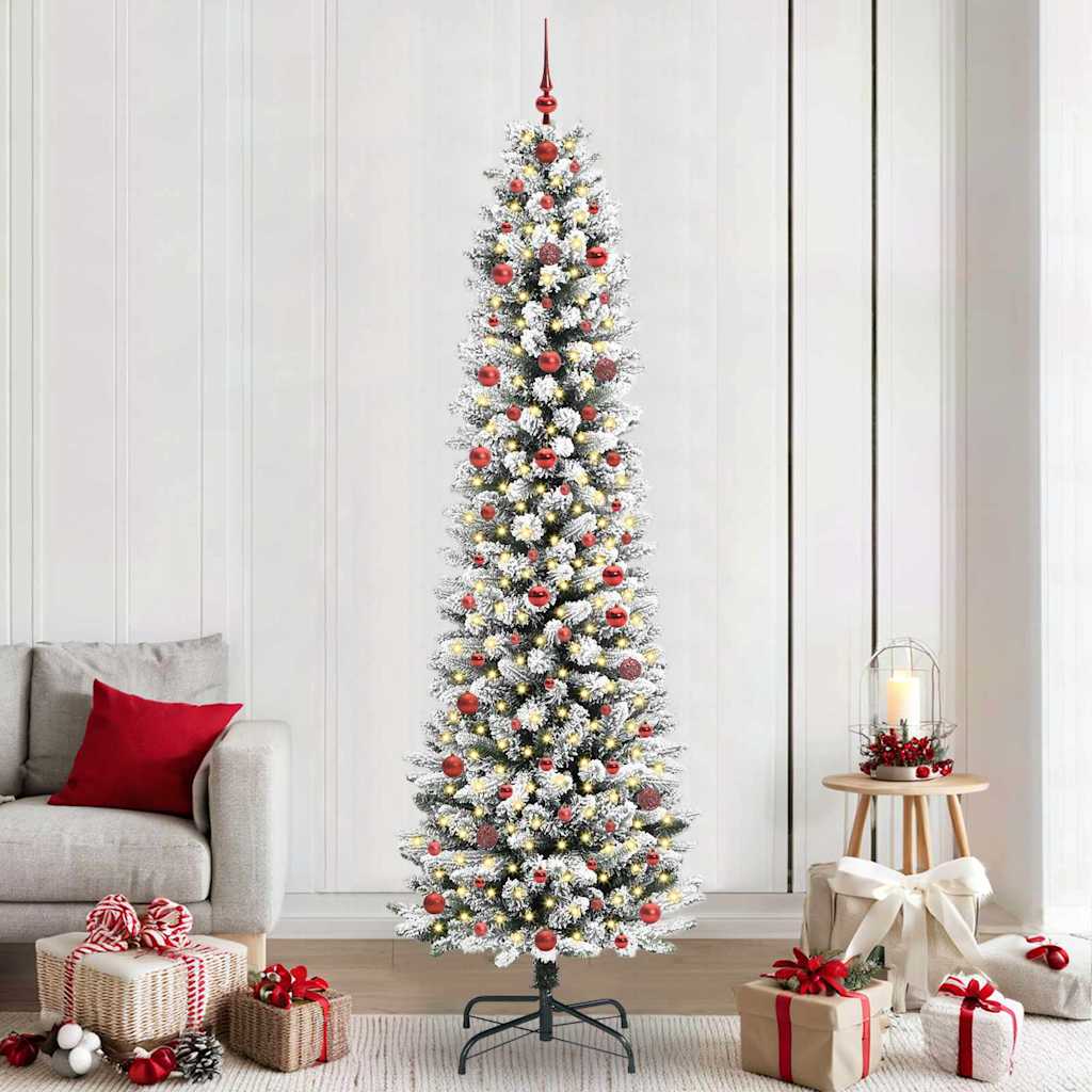 vidaXL Brad de Crăciun artificial cu 300 LED Verde și alb 240 cm